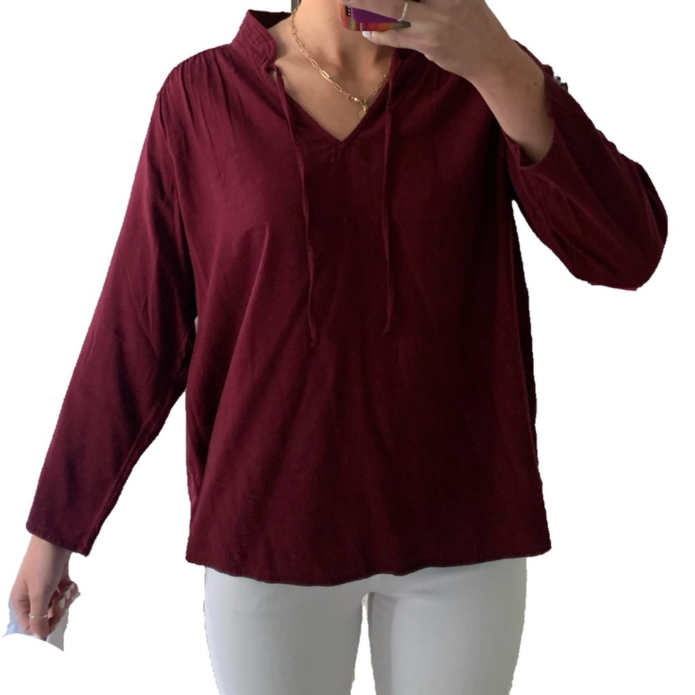 NEW WITH TAGS Maroon Long-Sleeve Blouse
